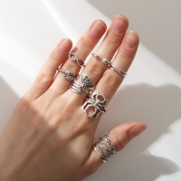 Набор колец 15 штук &laquo;Ассорти&raquo; паук, паутина, размер МИКС, цвет чернёное серебро