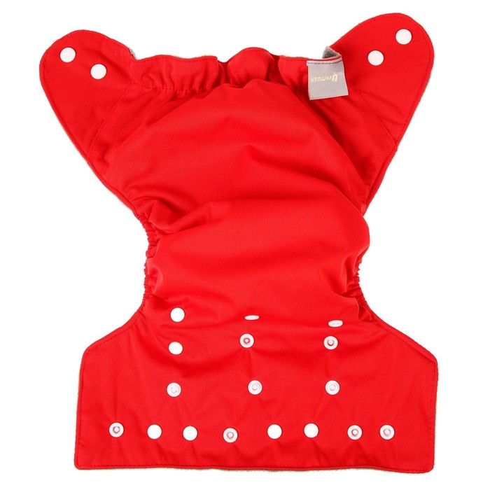 Многоразовый подгузник, 3-15 кг, угольно-бамбуковая ткань, цвет красный, Крошка Я Многоразовый подгузник, 3-15 кг, угольно-бамбуковая ткань, цвет красный, Крошка Я