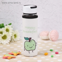 Бутылка для воды стеклянная с ручкой в чехле &laquo;Завтрак&raquo;, 500 мл, h=23,5 см, рисунок МИКС