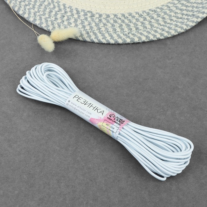 Резинка шляпная, 3 мм, 10 &plusmn; 0,5 м, цвет белый