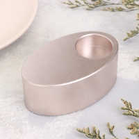 Подсвечник "Узкий овал. Мрамор" из гипса,11,5х7х4см,шампань Подсвечник "Узкий овал. Мрамор" из гипса,11,5х7х4см,шампань