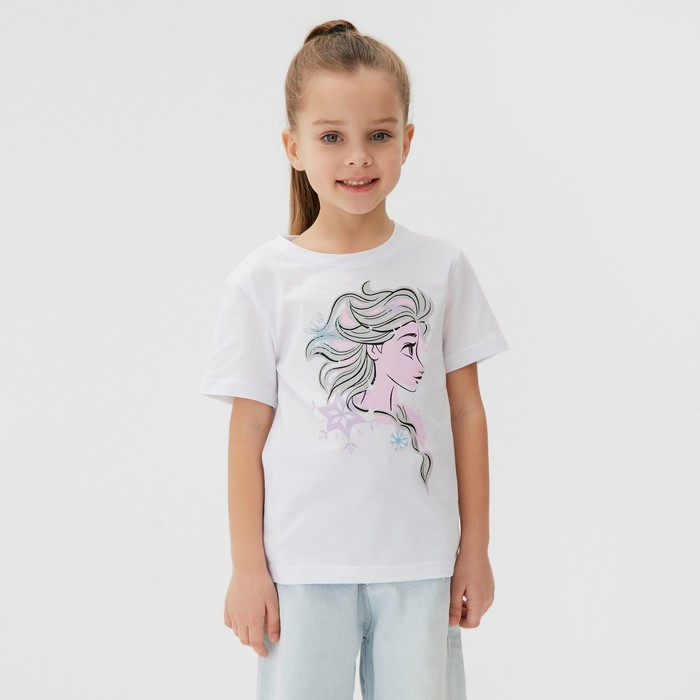 Футболка детская &laquo;Эльза&raquo;, Холодное сердце, рост 98-104, белый