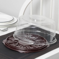 Тортовница пластиковая одноразовая с крышкой УТ-77, 22,5&times;10,7 см, внутренний 19&times;9,3 см, цвет прозрачный, коричневый