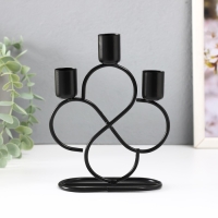 Подсвечник металл на 3 свечи "Завитки" d=2 см чёрный 14х6х16,5 см