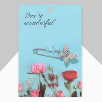 Булавка &laquo;Бабочка&raquo;, 5 см, цвет белый в серебре