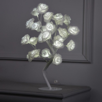 Светодиодный куст &laquo;Розы белые&raquo; 45 см, 24 LED, постоянное свечение, 220 В, свечение белое