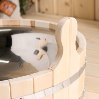 Шайка из липы, 9 л, круглая, нержавеющая вставка, "Добропаровъ" Шайка из липы, 9 л, круглая, нержавеющая вставка, "Добропаровъ"