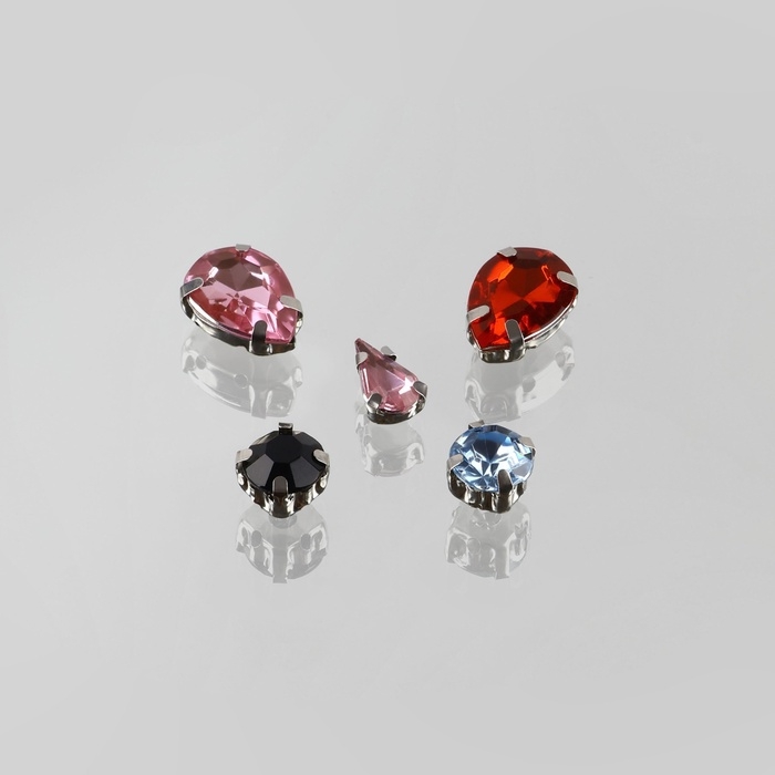 Стразы пришивные &laquo;Ассорти&raquo;, в оправе, набор 50 шт, разноцветные