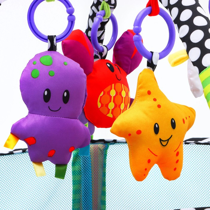 Развивающий коврик 3 в 1 &laquo;Черепаха&raquo;, 68x68 см, 30 цветных шариков, 4 игрушки, Крошка Я