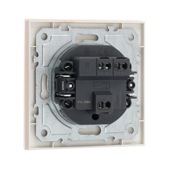 Выключатель проходной TOT Matte Glass, 10 А, 1 кл., скрытый, стекло, бежевый Выключатель проходной TOT Matte Glass, 10 А, 1 кл., скрытый, стекло, бежевый