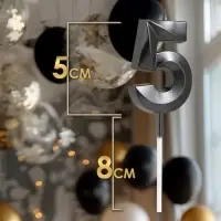 Свеча в торт на шпажке &laquo;Цифра 5&raquo;, черная, 5 см