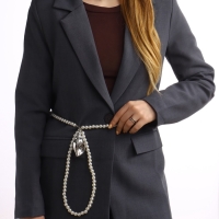 Портупея жемчужная с кулоном &laquo;Ракушка&raquo;, 129 см, белая в серебре