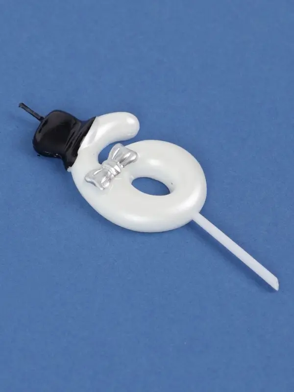 Свеча для торта &laquo;Джентельмен&raquo;, цифра 6, белая