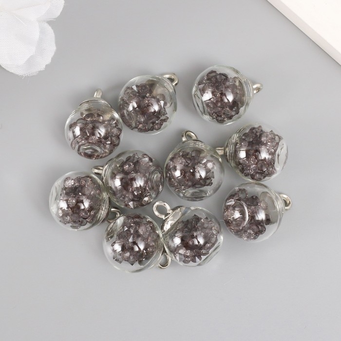 Подвеска декоративная для творчества стекло Подвеска декоративная для творчества стекло "Шар - камешки" серая d=1,6 см набор 10 шт