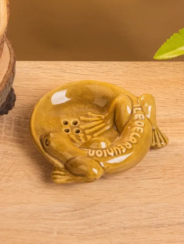 Мыльница "Хвостатый геккон" керамика, цв. коричневый, 11х11х3 см