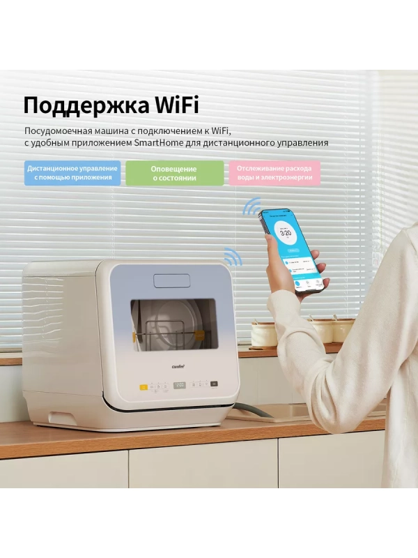 Компактная настольная посудомоечная машина CDWC421BL-i Wi-Fi