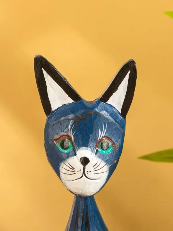 Сувенир интерьерный "Кошачья семья" (набор 3 шт: 30,25 и 20 см) дерево, цв. синий