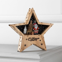 Светодиодная фигура &laquo;Дед Мороз с оленем&raquo; 22 &times; 22 &times; 4 см, дерево, батарейки АААх2 (не в комплекте), свечение тёплое белое