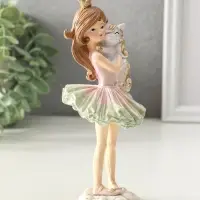 Сувенир полистоун "Девочка-принцесса с маленьким единорогом" 7х7,5х17,5 см
