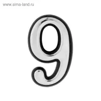 Цифра дверная 9 ТУНДРА, пластиковая, цвет хром, 1 шт.