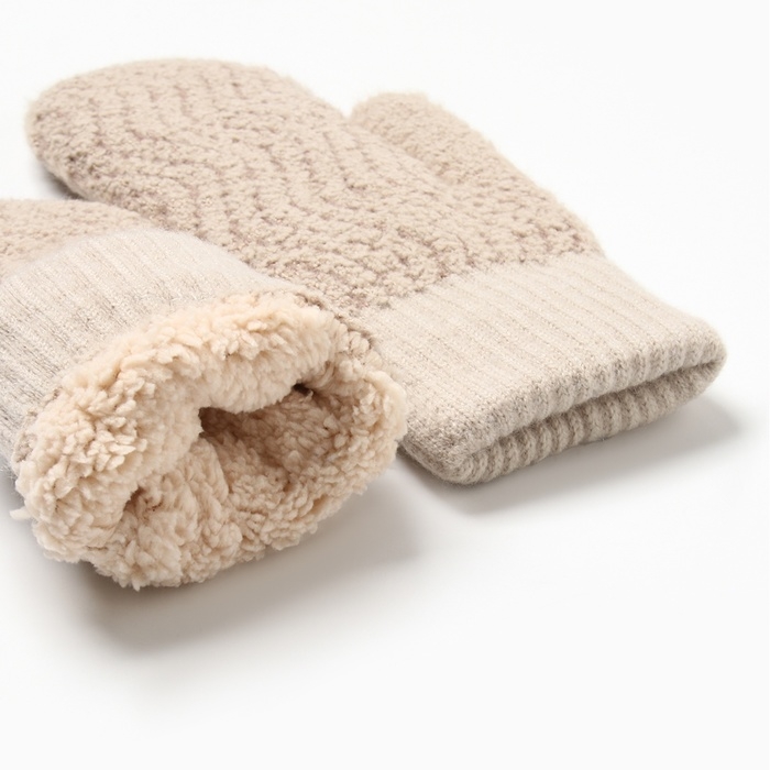 Варежки женские MINAKU, цвет песочный, 24 см Варежки женские MINAKU, цвет песочный, 24 см