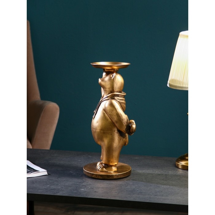 Подставка для мелочей &laquo;Медведь&raquo;, полистоун, 45 см, цвет золото