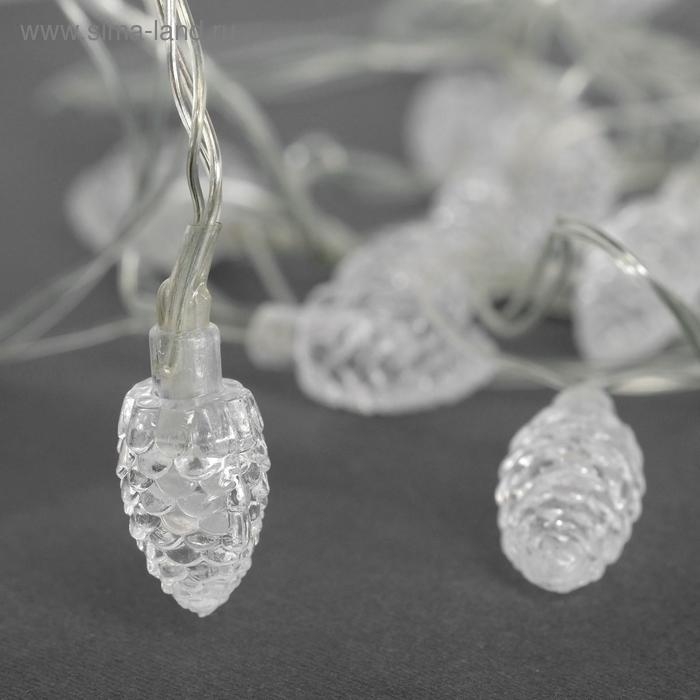 Гирлянда &laquo;Нить&raquo; 5 м с насадками &laquo;Шишки большие&raquo;, IP20, прозрачная нить, 20 LED, свечение мульти (RG/RB), мигание, 220 В