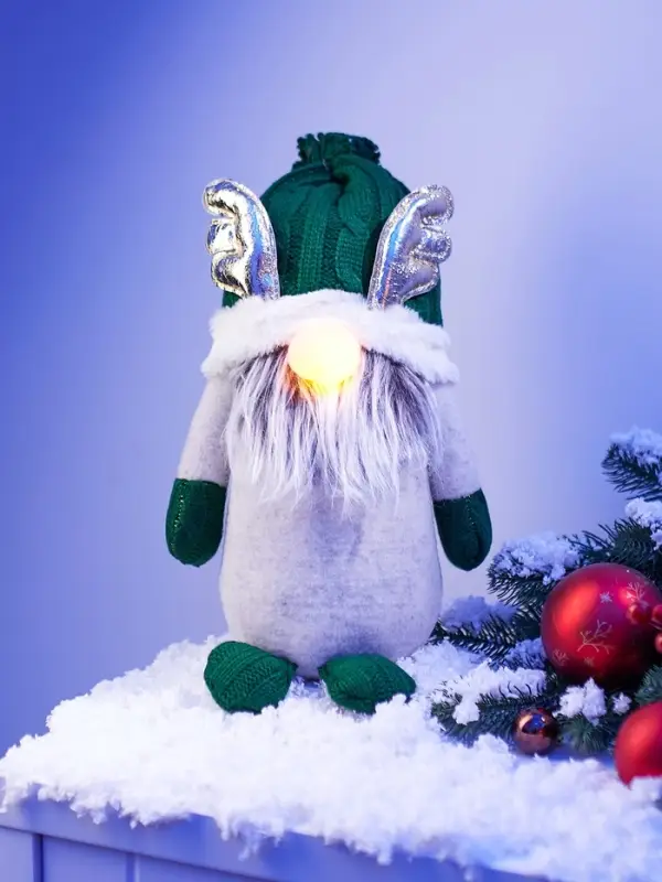 Фигура текстиль &laquo;Гном лосяш в зелёном&raquo; 33&times;12&times;18 см, 1 LED, от батареек AG13&times;3, свечение тёплое белое