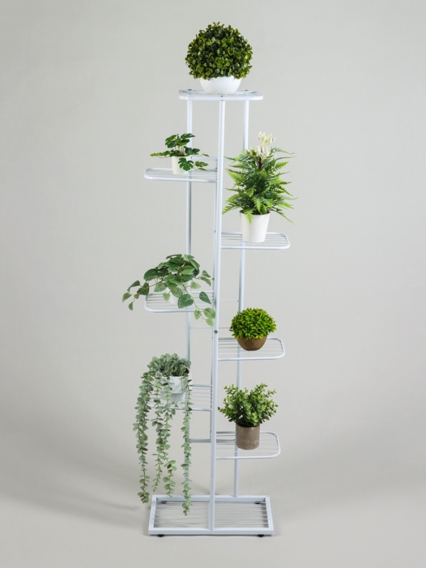 Подставка для цветов Greengo, 8 полок, 43 &times; 22 &times; 141 см, напольная, металл, белая