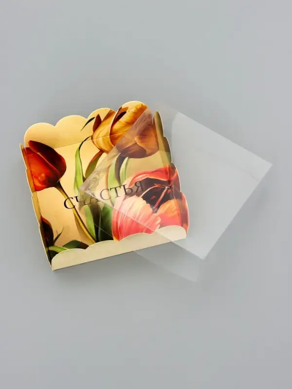 Коробка для печенья, &laquo;Тюльпаны&raquo;, 9&times;9&times;3 см