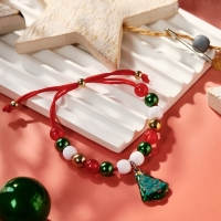 Браслет детский &laquo;Выбражулька&raquo; на затяжке, бусины, элемент ёлка, разноцветный