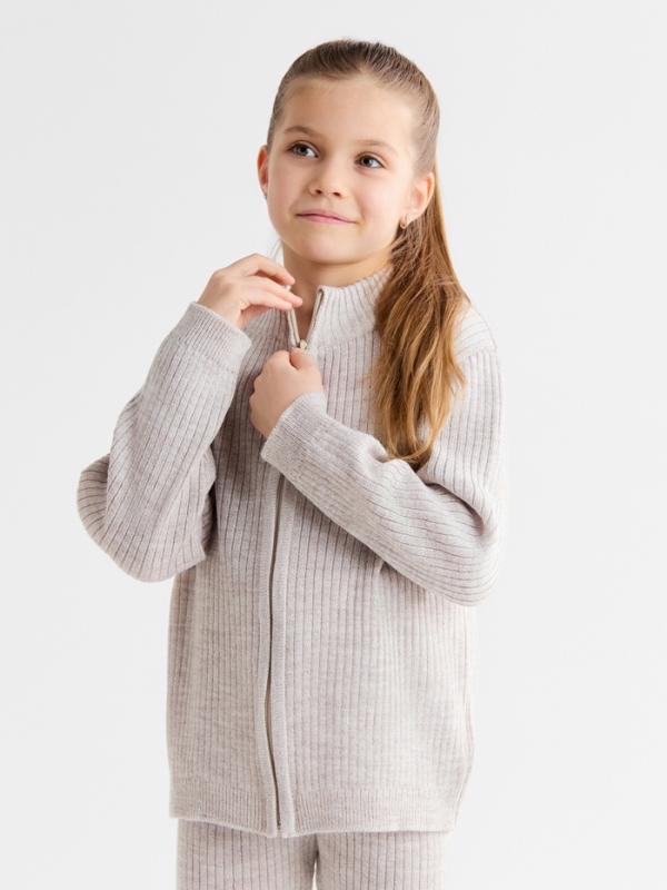 Костюм детский вязаный (кофта и брюки) MINAKU, цвет бежевый, рост 110 см