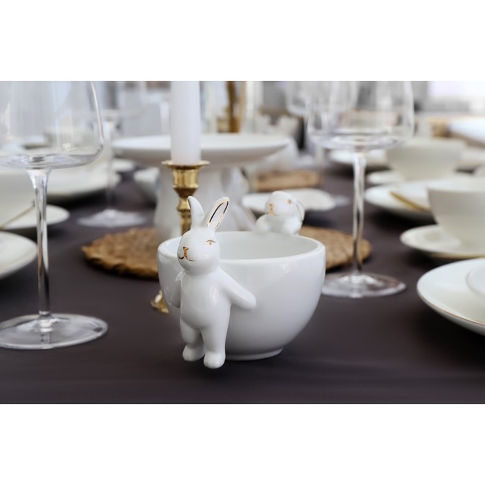 Менажница 3 ячейки Доляна &laquo;Зайка в золотом&raquo;, 16,5&times;9 см, цвет белый