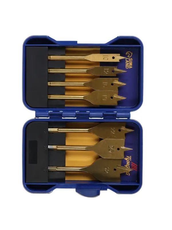 Набор сверл перовых ТУНДРА, Tin, шестигранный хвостовик, 10-12-16-19-22-25-32 мм, 7 шт.