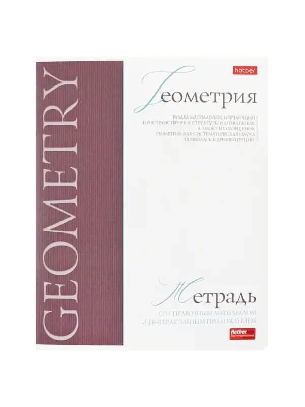 Тетрадь 48 листов в клетку &laquo;Буквица&raquo; ГЕОМЕТРИЯ, обложка мелованный картон, матовая ламинация, тиснение фольгой, с интерактивным справочником...