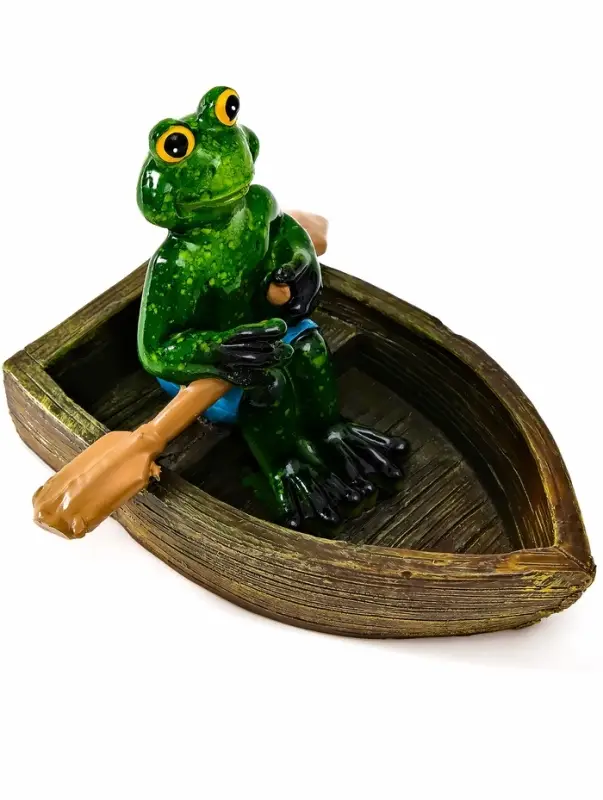 Садовая фигура 14 х 13 х 9,5 см "Лягушка в лодке" Водоплавающая