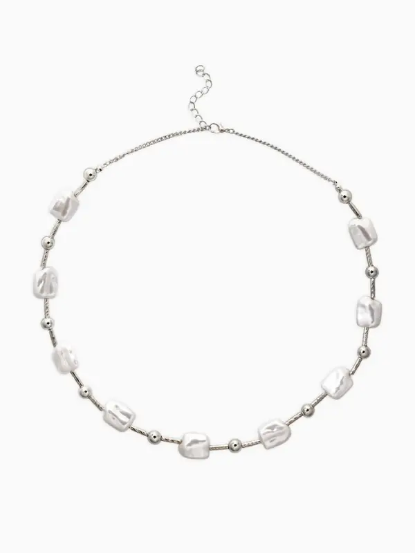 Бусы "Жемчуг" майорика прямоугольник, цвет белый в серебре