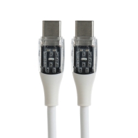 Кабель, 3 А, Type-C - Type-C, 66 W, прозрачный, TPE оплётка, 1 м, белый Кабель, 3 А, Type-C - Type-C, 66 W, прозрачный, TPE оплётка, 1 м, белый