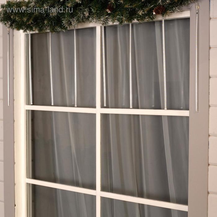 Гирлянда &laquo;Сосульки&raquo; 2.5 &times; 0.5 м, IP65, прозрачная нить, 288 LED, свечение тёплое белое с эффектом стекания, 12 В