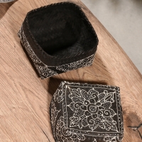 Корзинка плетеная "Бонтанг" бамбук 16х16х12 см, тёмная