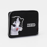 Кошелёк на молнии, отдел для карт, для монет, цвет чёрный