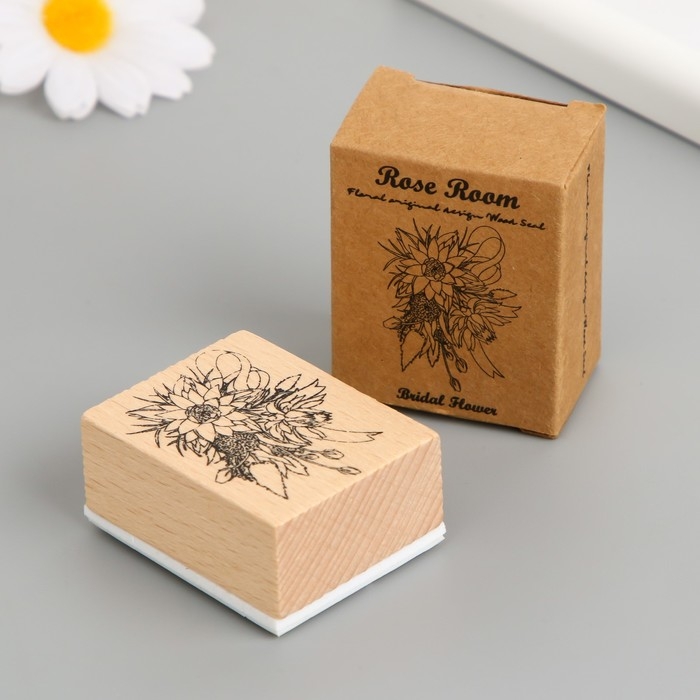 Печать дерево, резина Печать дерево, резина "Букет с лентой" 5х4х2,5 см