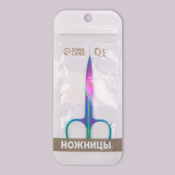 Ножницы маникюрные, прямые, широкие, 8,8 см, цвет хамелеон