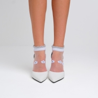 Носки женские стеклянные MINAKU &laquo;Цветы&raquo;, цвет белый, размер 36-37 (23 см)