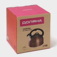 Чайник со свистком из нержавеющей стали Доляна Snow, 3 л, индукция, цвет золотой Чайник со свистком из нержавеющей стали Доляна Snow, 3 л, индукция, цвет золотой