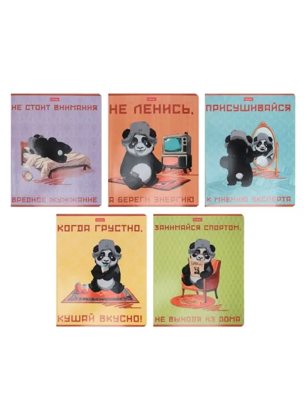 Тетрадь 48л кл Hatber "Мудрая панда", на скобе, скругл углы, 60-65г/м&sup2; 5В МИКС