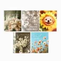 Набор мини-открыток в коробке со скрепками &laquo;Цветы&raquo;, 35 штук, 8 x 10 см