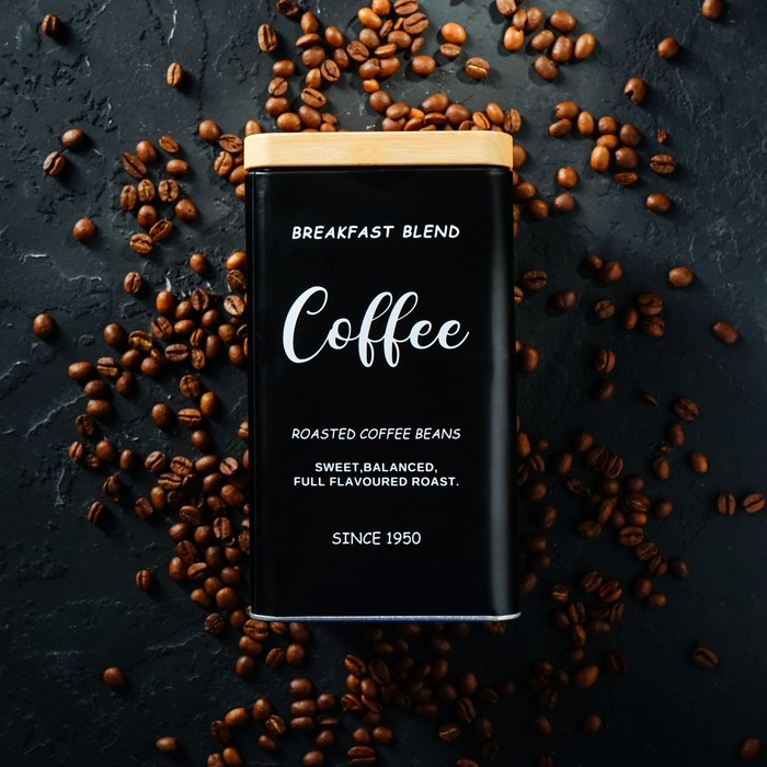 Банка для сыпучих продуктов (кофе) &laquo;Сайнс&raquo;, 18&times;10 см, цвет чёрный