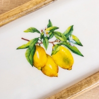 Набор розеток на подносе "Лимоны" (3 шт) дерево манго 33,5х13х6,5 см