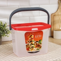 Контейнер для шашлыка c ручкой &laquo;Leto&raquo;, 6 л, пластик, прозрачный, крышка красная
